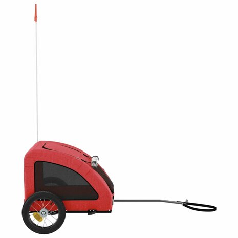 Hondenfietstrailer oxford stof en ijzer rood 6