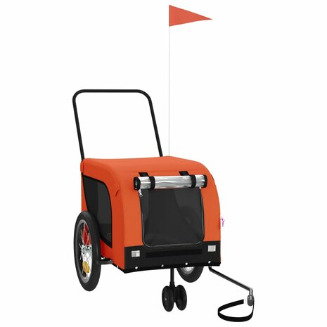 Hondenfietstrailer oxford stof en ijzer oranje en zwart 2