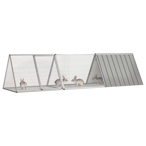 Konijnenkooi Grijs 302,5x80,5x71 cm Gegalvaniseerd Staal 2