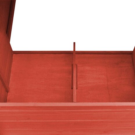 Kippenhok met nachthok hout rood 7