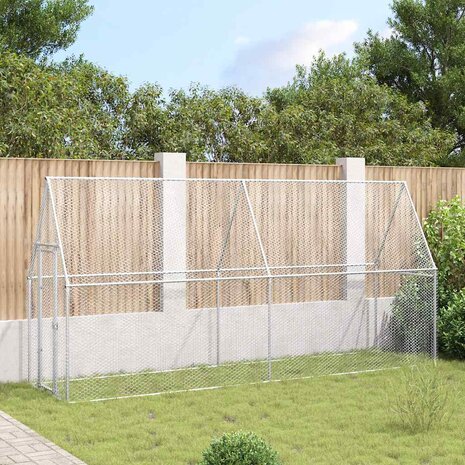 Kippenhok 400x100x190 cm gegalvaniseerd staal zilverkleurig 3