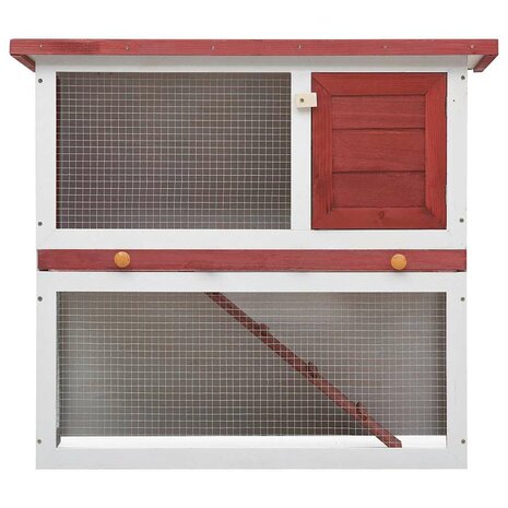 Konijnenhok voor buiten met 1 deur hout rood 3