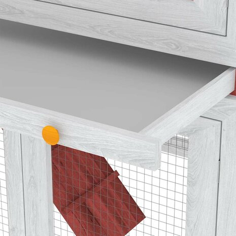 Konijnenhok twee verdiepingen hout rood 7