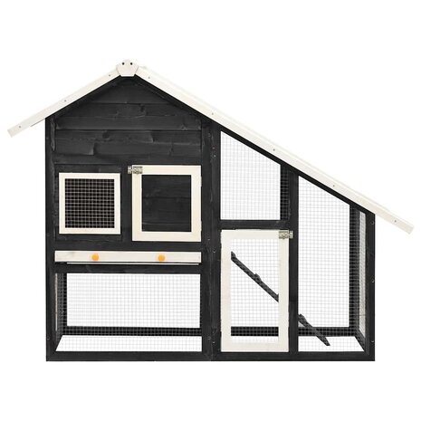 Konijnenhok 140x63x120 cm massief vurenhout grijs en wit 3
