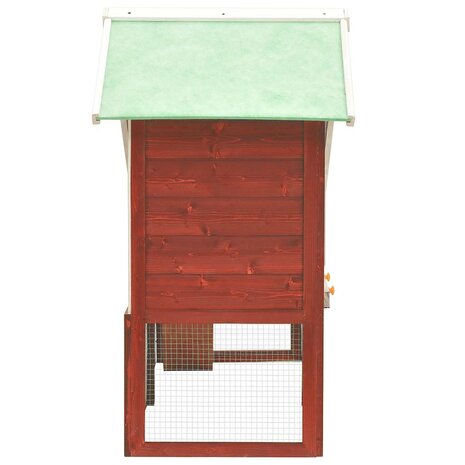 Konijnenhok 140x63x120 cm massief vurenhout rood en wit 3