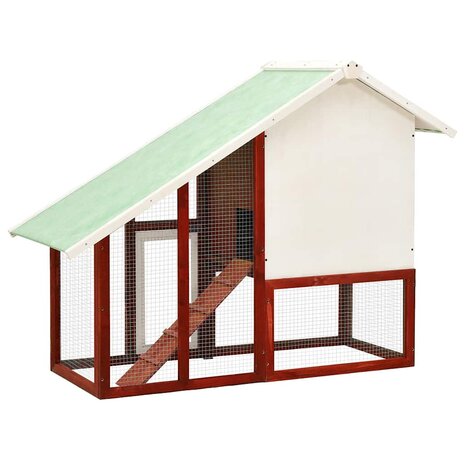 Konijnenhok 140x63x120 cm massief vurenhout rood en wit 4
