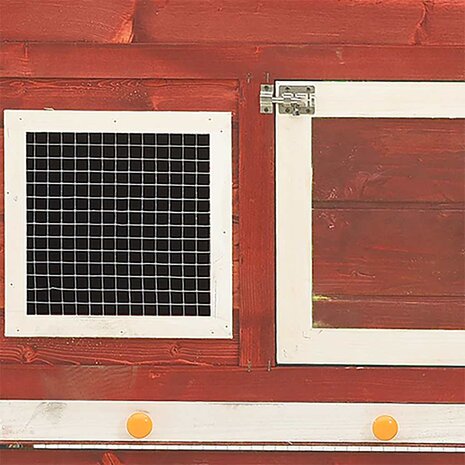 Konijnenhok 140x63x120 cm massief vurenhout rood en wit 6