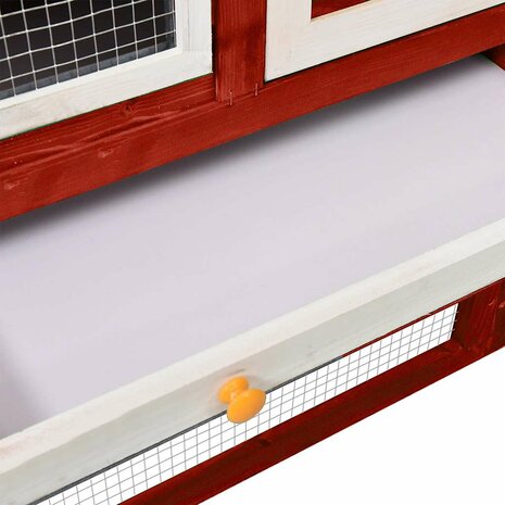 Konijnenhok 140x63x120 cm massief vurenhout rood en wit 9