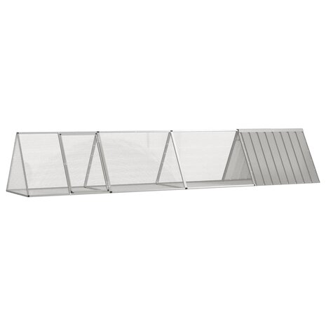 Konijnenhok 403,5x80,5x71 cm gegalvaniseerd staal grijs 1
