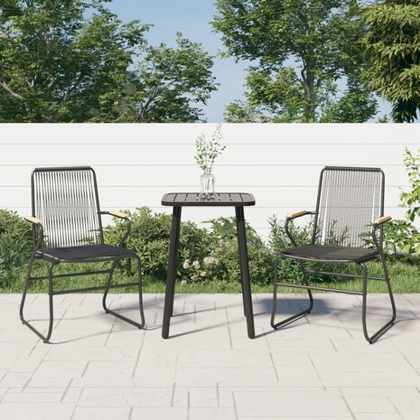 Tuinstoelen 2 st 58x59x85,5 cm PVC-rattan zwart 1