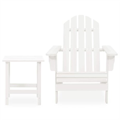 Tuinstoel Adirondack met tafel massief vurenhout wit 2