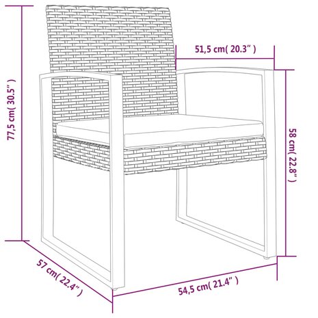 Tuinstoelen 2 st polypropeen rattan zwart 7