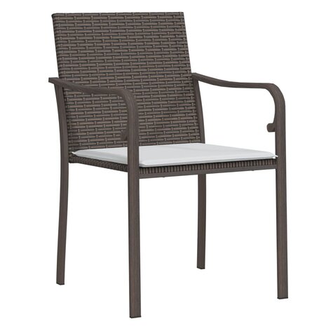 Tuinstoelen 2 st met kussens 56x59x84 cm poly rattan bruin 3