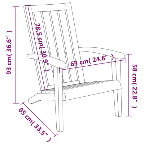 Tuinstoel Adirondack polypropeen zwart 8