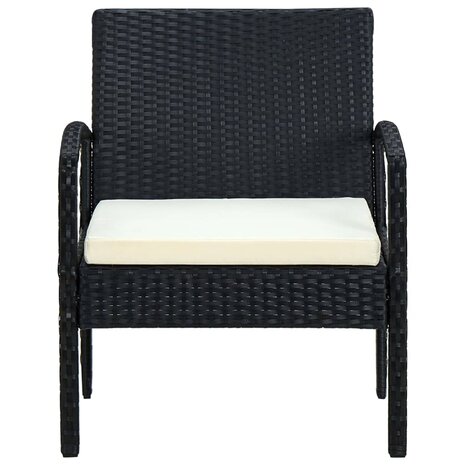 Tuinstoel met kussen poly rattan zwart 2