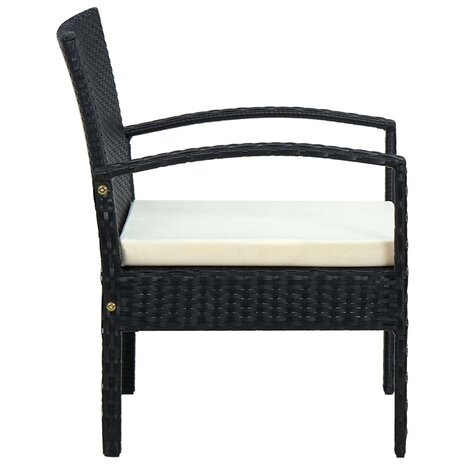 Tuinstoel met kussen poly rattan zwart 3