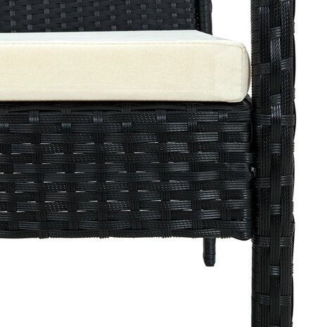 Tuinstoel met kussen poly rattan zwart 6