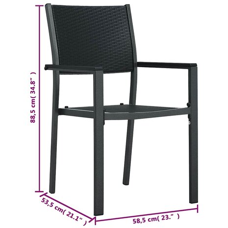 Tuinstoel 2 st rattan-look kunststof zwart 9