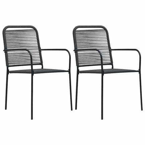 Tuinstoelen 2 st katoenen touw en staal zwart 1