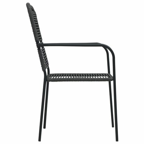 Tuinstoelen 2 st katoenen touw en staal zwart 4