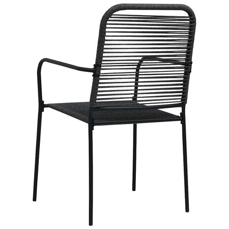 Tuinstoelen 2 st katoenen touw en staal zwart 5