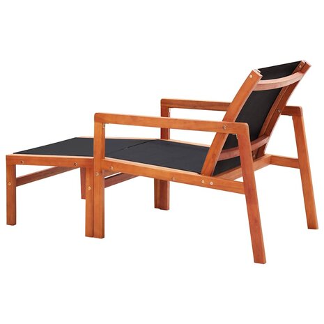 Tuinstoel met voetensteun massief eucalyptushout en textileen 4