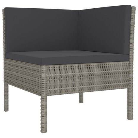 3-delige Loungeset met kussens poly rattan grijs 3
