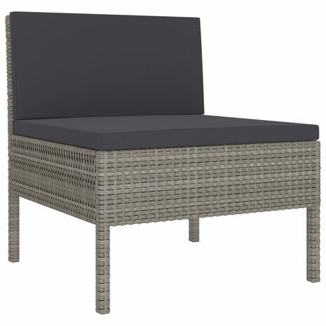 3-delige Loungeset met kussens poly rattan grijs 4