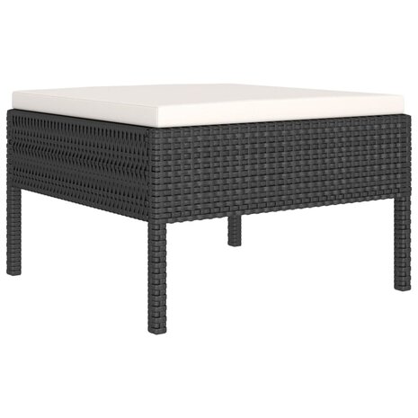 2-delige Loungeset met kussens poly rattan zwart 4