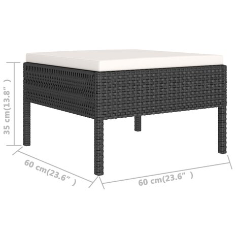 2-delige Loungeset met kussens poly rattan zwart 6