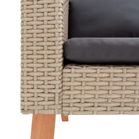 3-delige Loungeset met kussens poly rattan beige 7