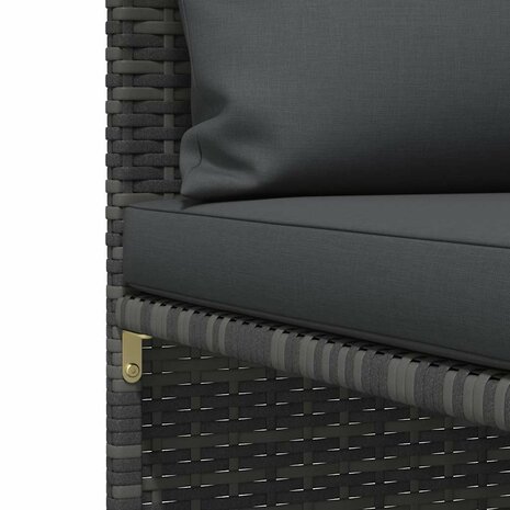 3-delige Loungeset met kussens poly rattan grijs 7