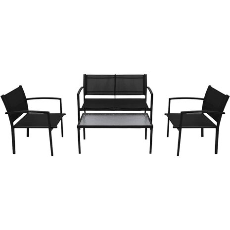 4-delige Loungeset textileen zwart  2