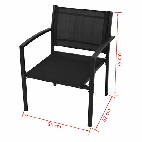 4-delige Loungeset textileen zwart  6