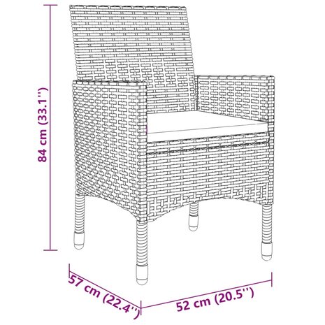 3-delige Tuinset poly rattan zwart 8