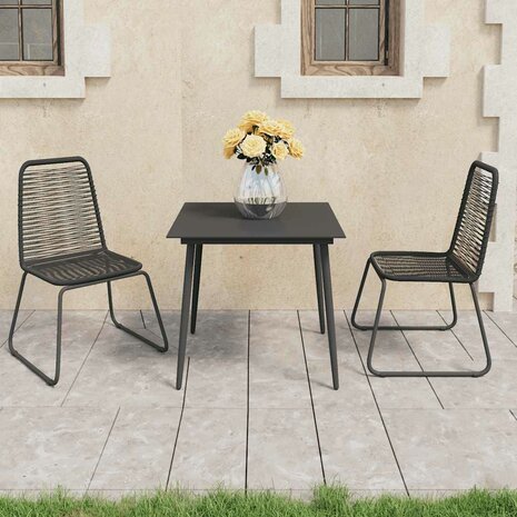 3-delige Tuinset PVC-rattan zwart 1