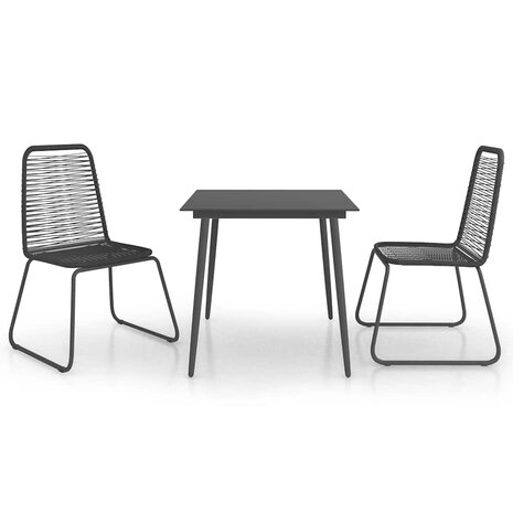 3-delige Tuinset PVC-rattan zwart 2