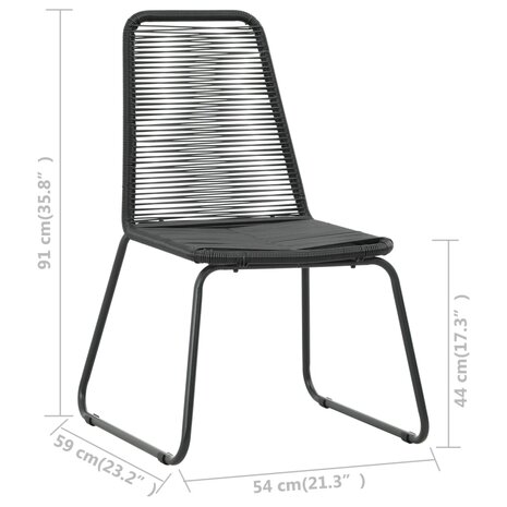 3-delige Tuinset PVC-rattan zwart 8
