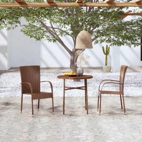 3-delige Tuinset poly rattan bruin 1