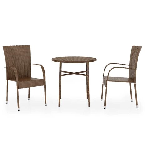 3-delige Tuinset poly rattan bruin 2
