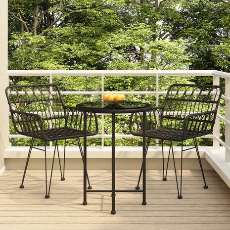 3-delige Tuinset poly rattan zwart 1