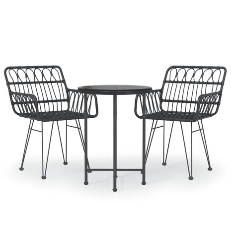 3-delige Tuinset poly rattan zwart 2