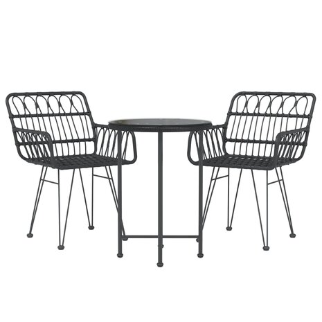 3-delige Tuinset poly rattan zwart 3
