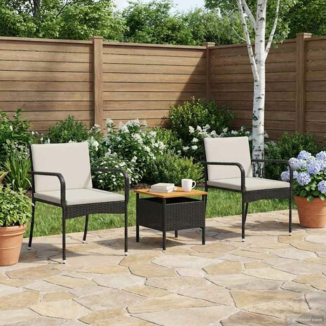 Tuinset Zwart poly rattan 1