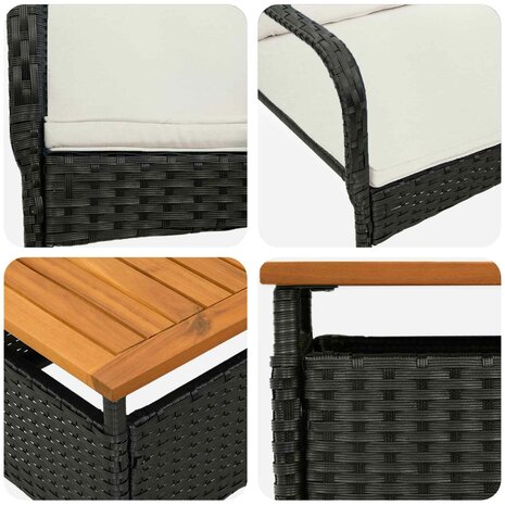 Tuinset Zwart poly rattan 7