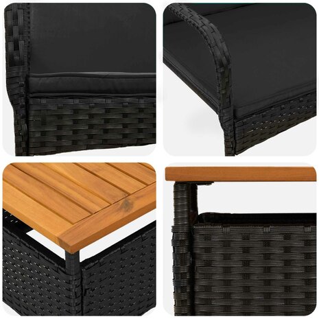 Tuinset Zwart poly rattan 7