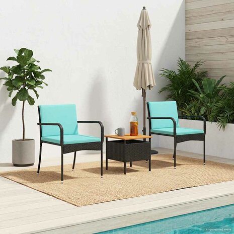 Tuinset Zwart poly rattan 1