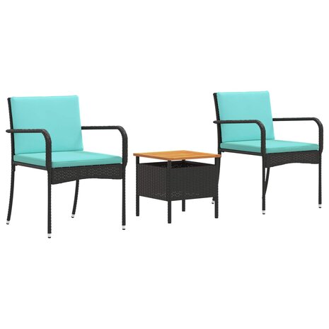Tuinset Zwart poly rattan 2