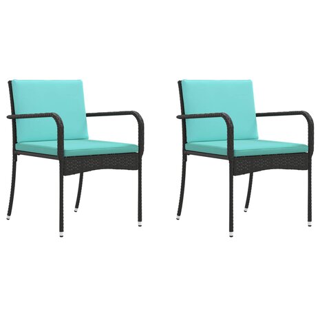 Tuinset Zwart poly rattan 3