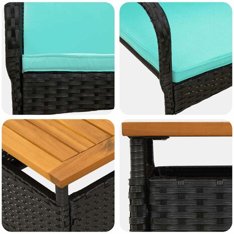 Tuinset Zwart poly rattan 6